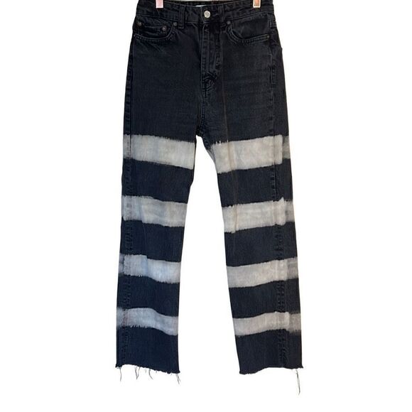 Zara Raw Hem Tie Dye Straight Leg Jeans - Picture 1 of 10